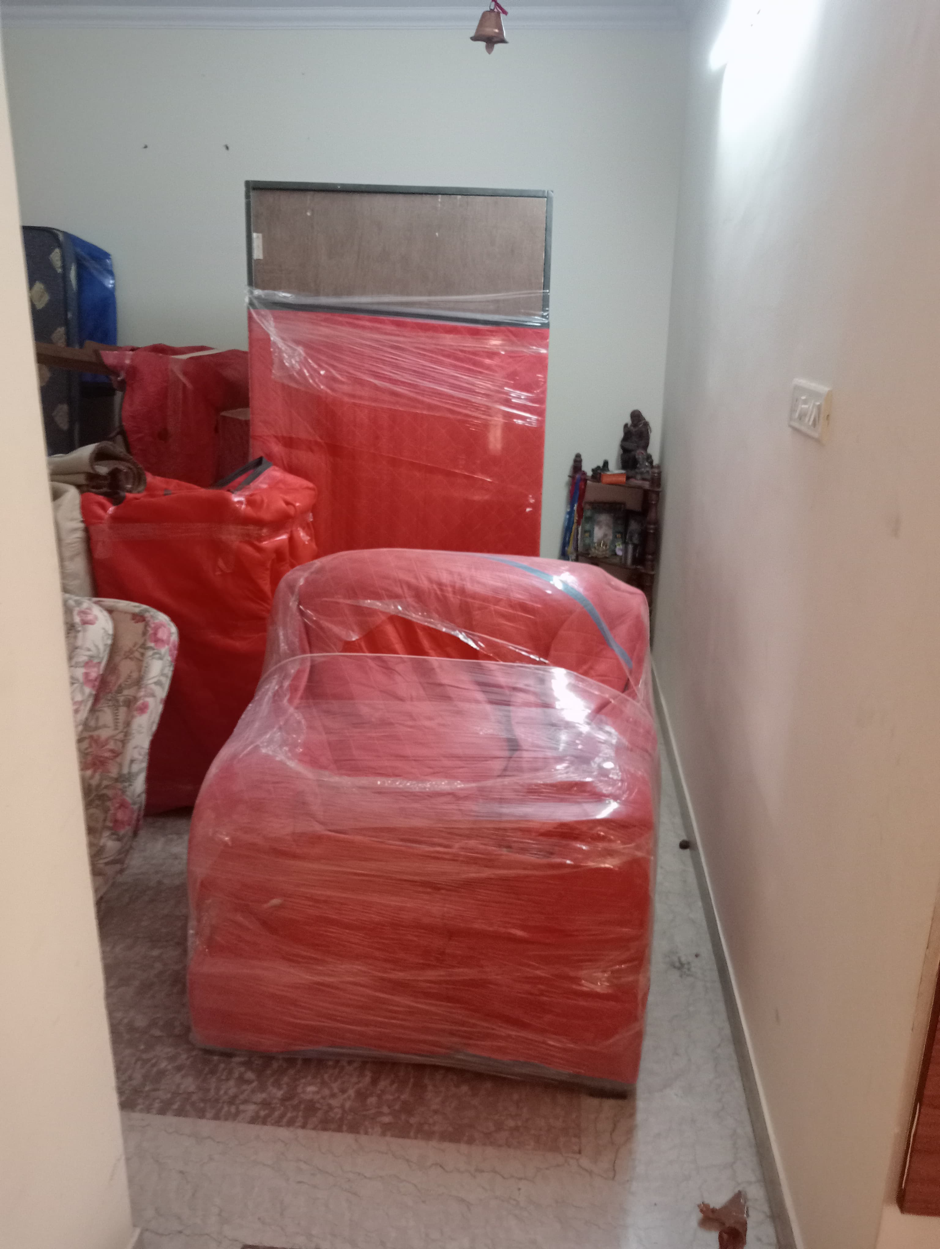 Moving truck loaded with boxes